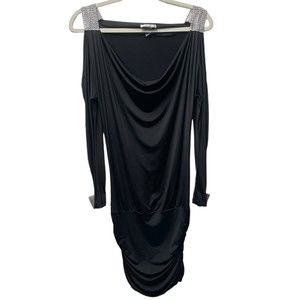 Cristina USA black mini dress long sleeves clubwear size medium